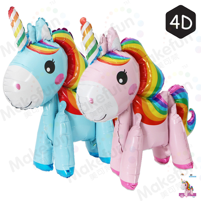 4D拼接独角马粉蓝色