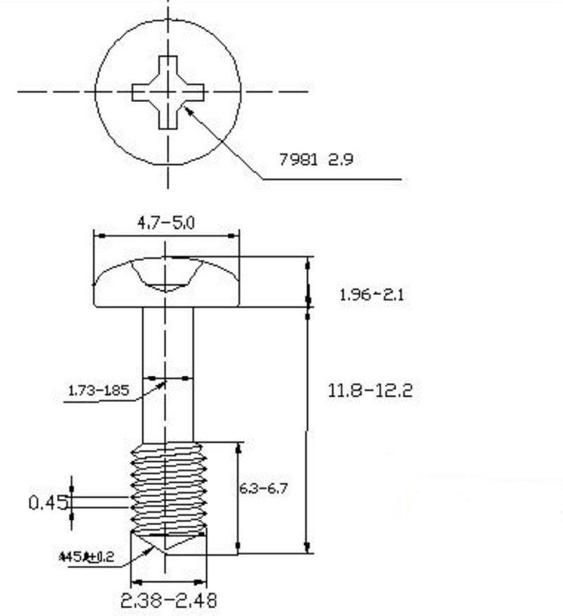 十字盘头非标不脱出 副本M2.5x12