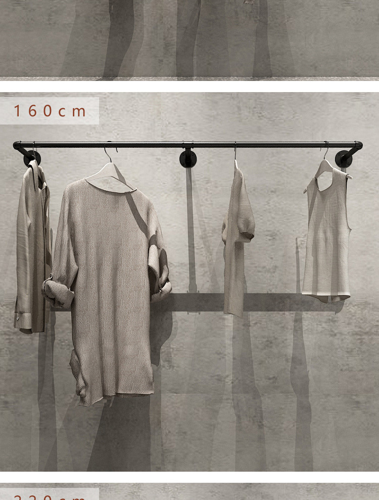 简约服装店衣服展示架上墙壁挂式侧挂货架女装挂衣架陈列婚纱架-