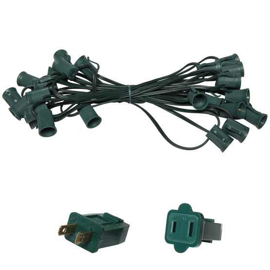 C9-Green-Wire-Light-String-25-