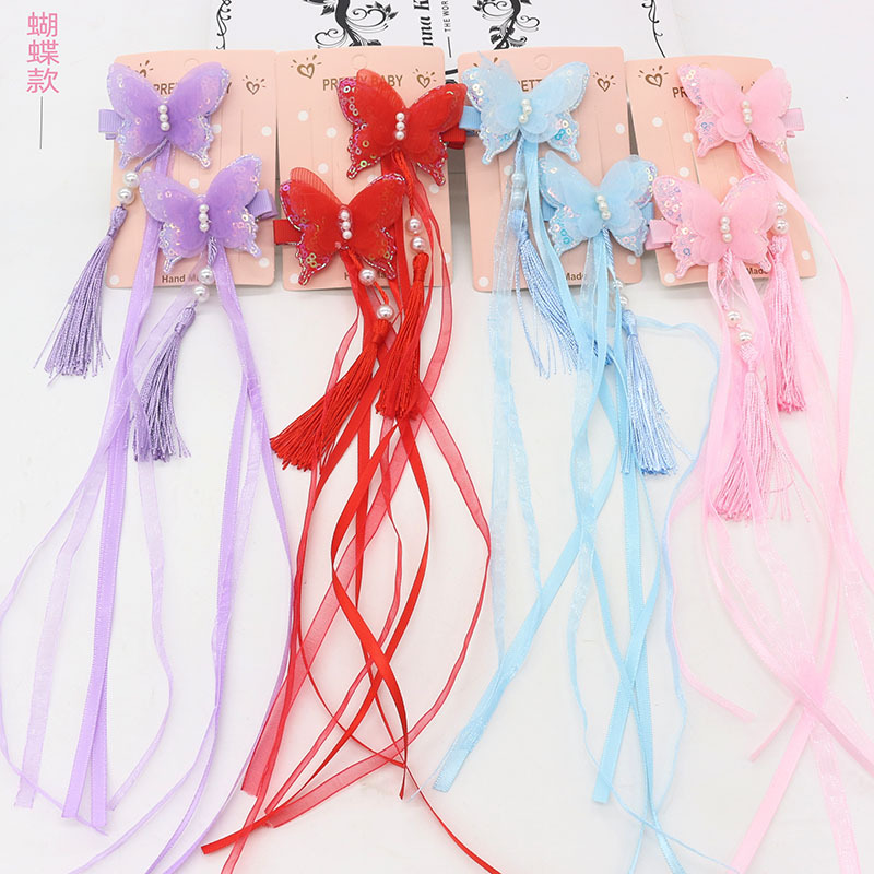 长飘带流苏儿童汉服发夹