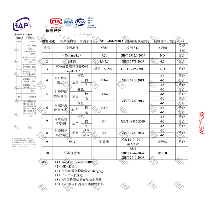 口水巾检测报告2