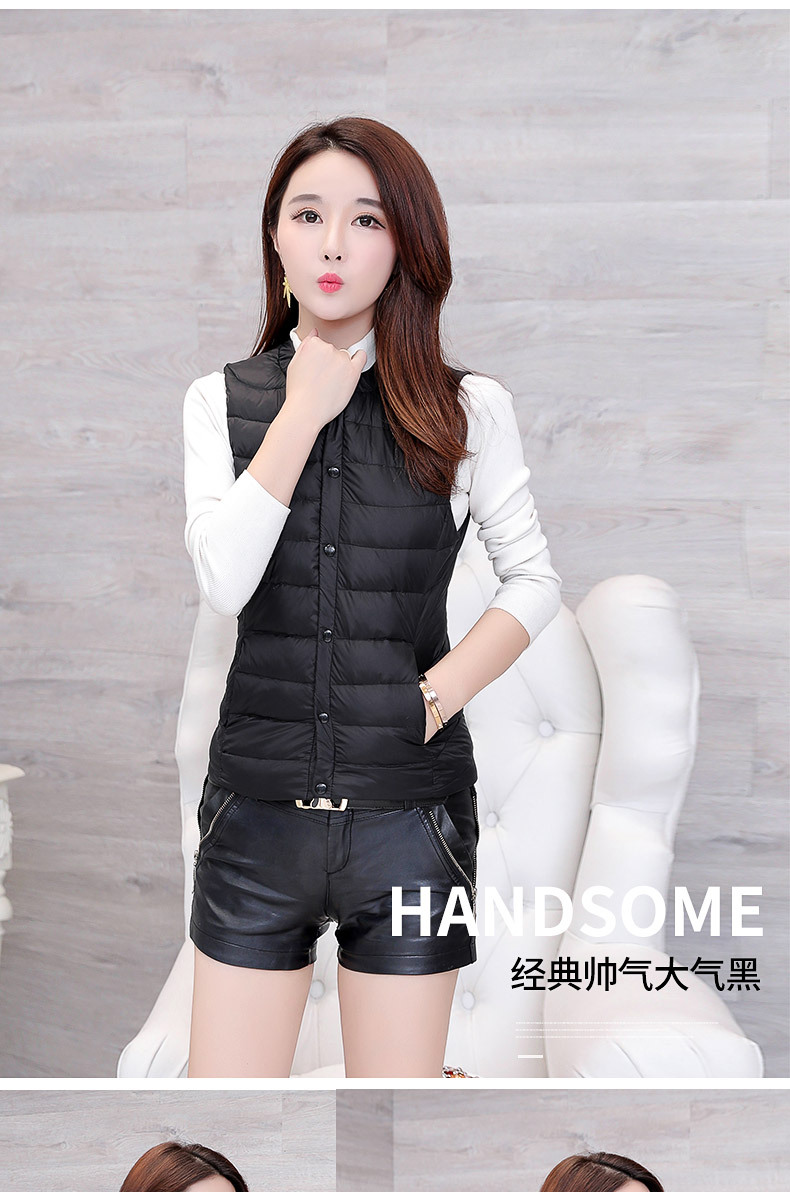 圆领无袖羽绒女马甲