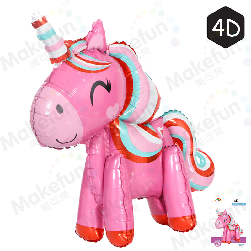 4D拼接独角马玫红色