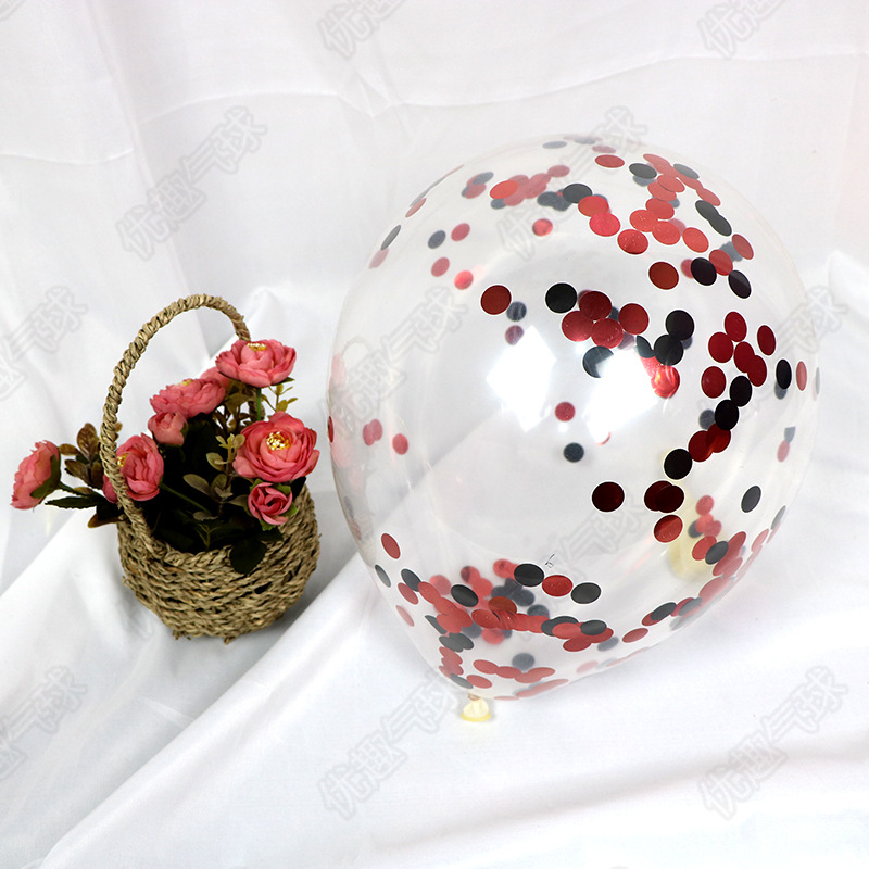 黑红透明亮片气球
