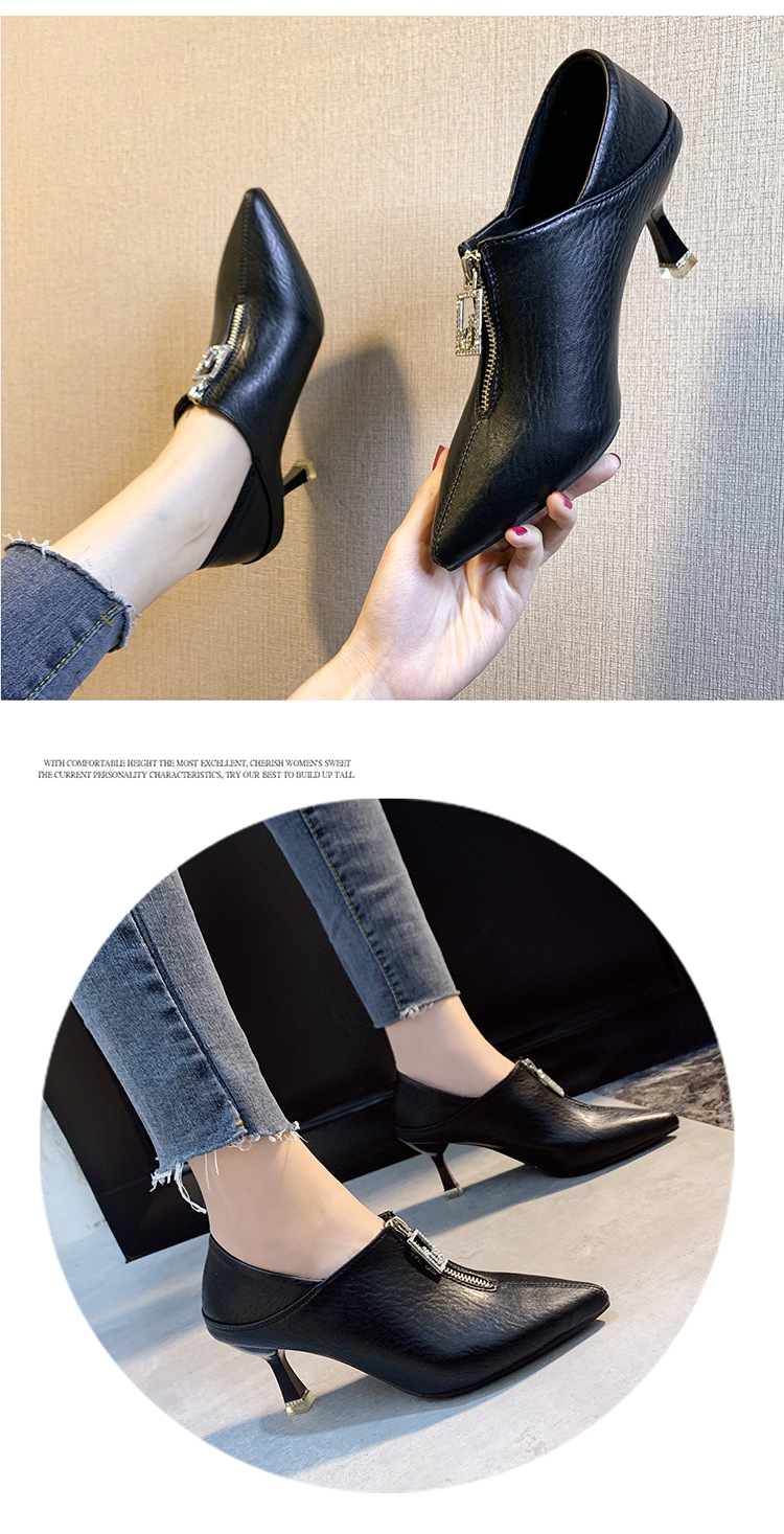 高跟鞋今天细跟两穿单鞋