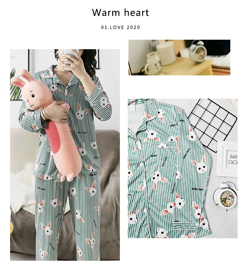 S条纹绿兔开衫长套_15