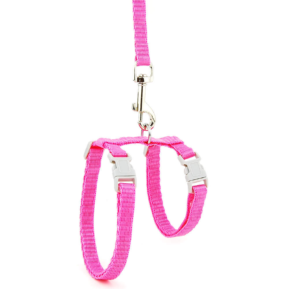 cat harness leash solid pink.j