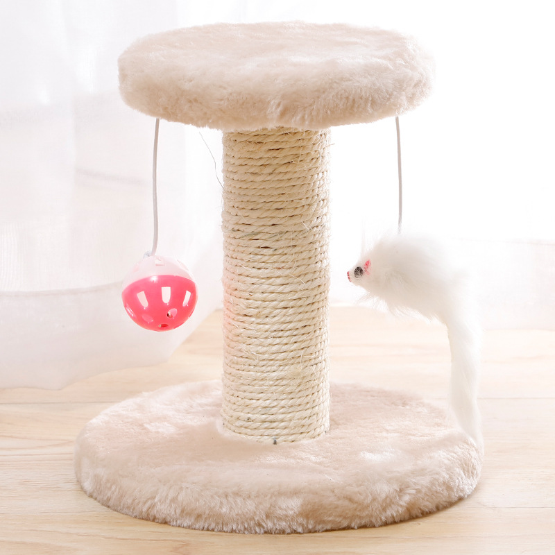 双层双吊球鼠毛绒猫爬架5