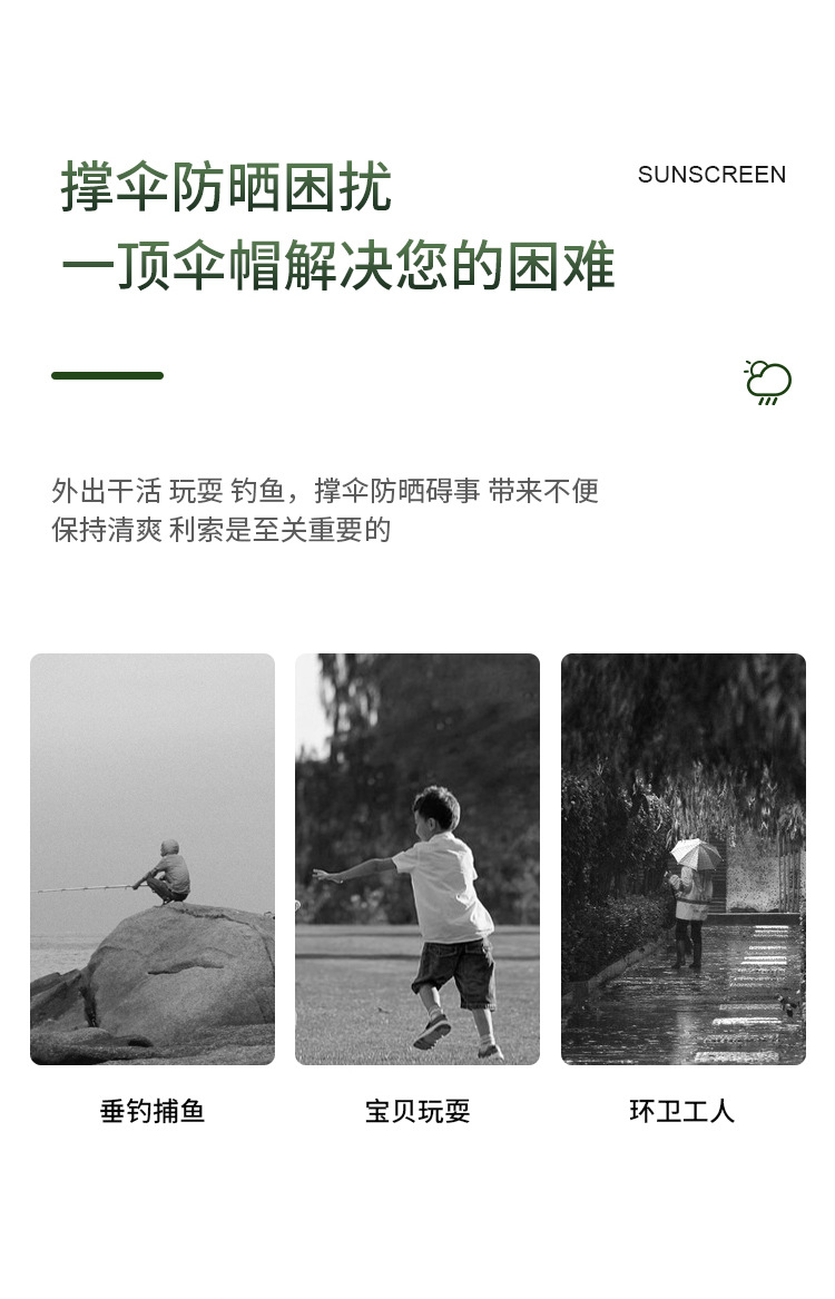 大号伞帽晴雨头戴帽子伞防紫外线防雨防晒防风遮阳 7