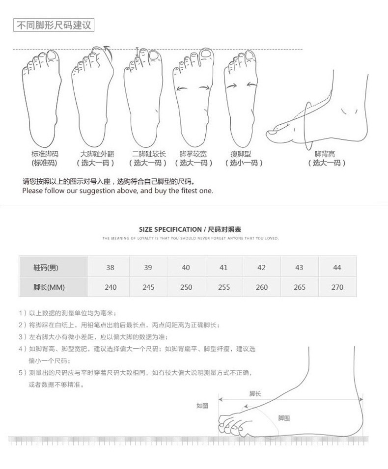 鞋码尺寸图
