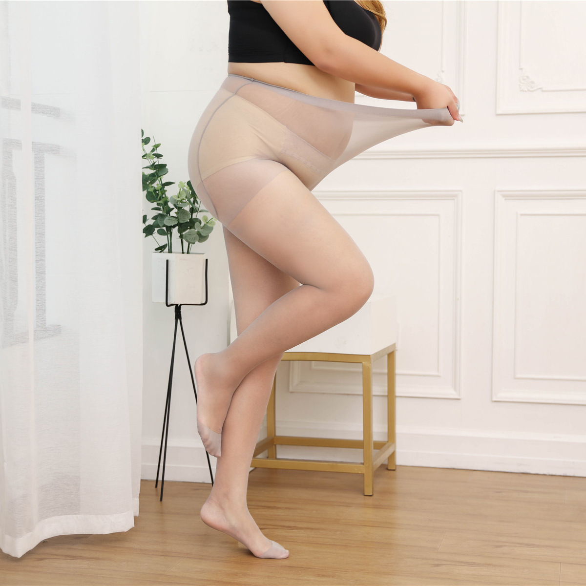 智贝主图_2夏季15D超薄加肥加大码200斤丝袜连裤袜西瓜