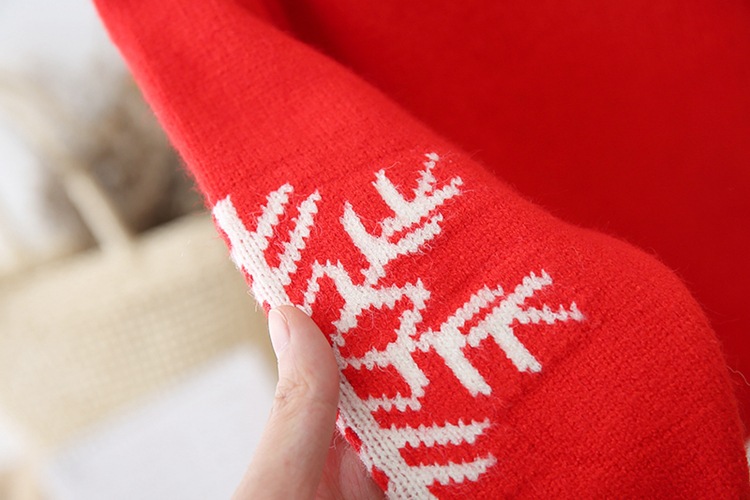 圣诞节红色儿童毛衣过年款圣诞树圣诞老人麋鹿中国加绒