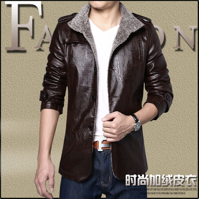 智贝SKU图_2皮毛一体休闲立领冬季男皮衣修身加绒pu