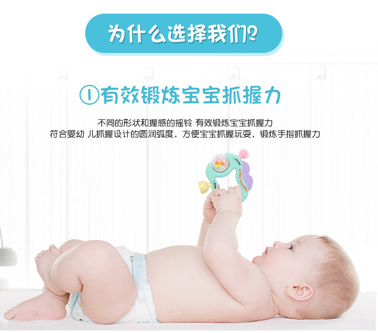 婴幼儿手摇铃套装礼盒益智抓握牙胶玩具0-1岁新生儿宝宝摇铃批发