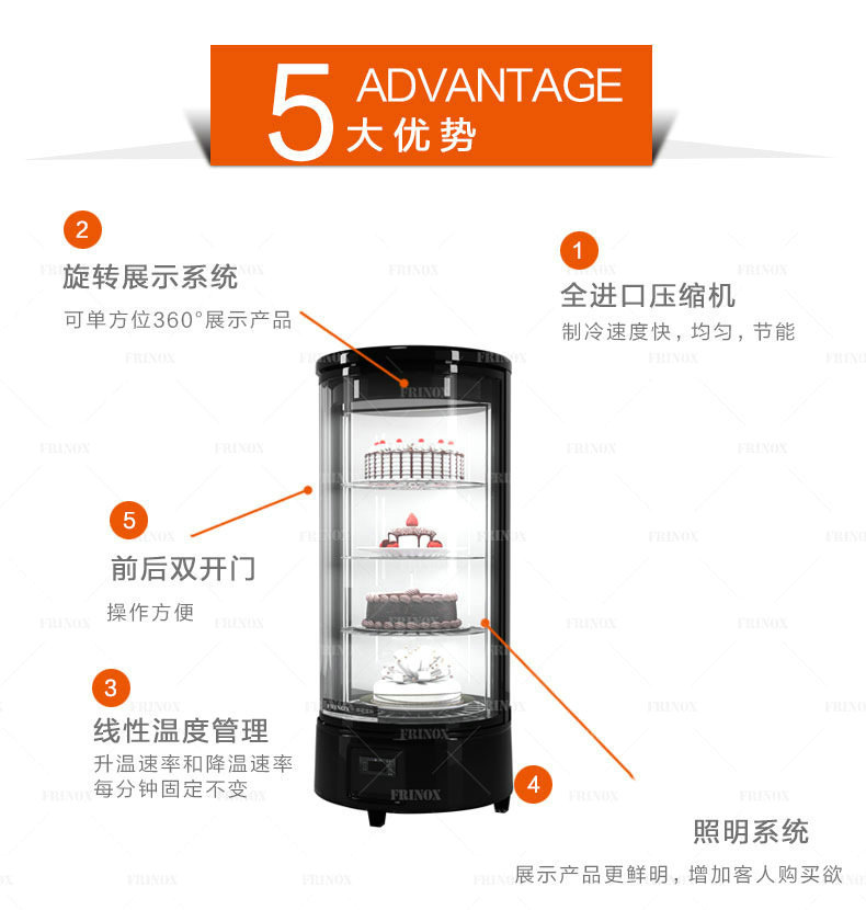 HR102四面透明展示柜蛋糕冷藏展示柜圆形冷藏柜124.jp