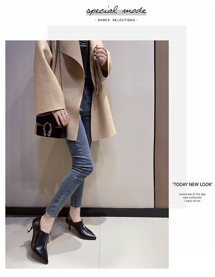 高跟鞋今天细跟两穿单鞋