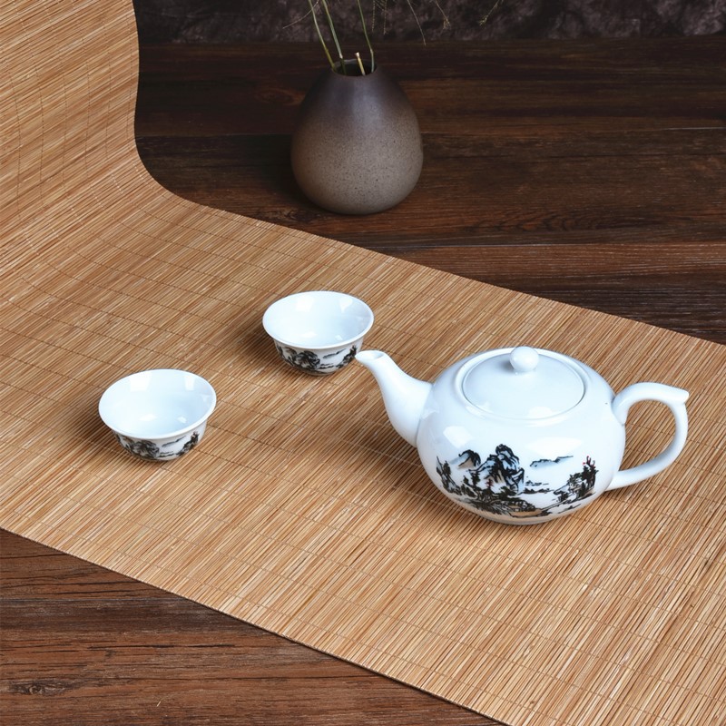 竹茶席可裁剪定制无边茶席竹席茶帘桌旗装饰墙厂家直销