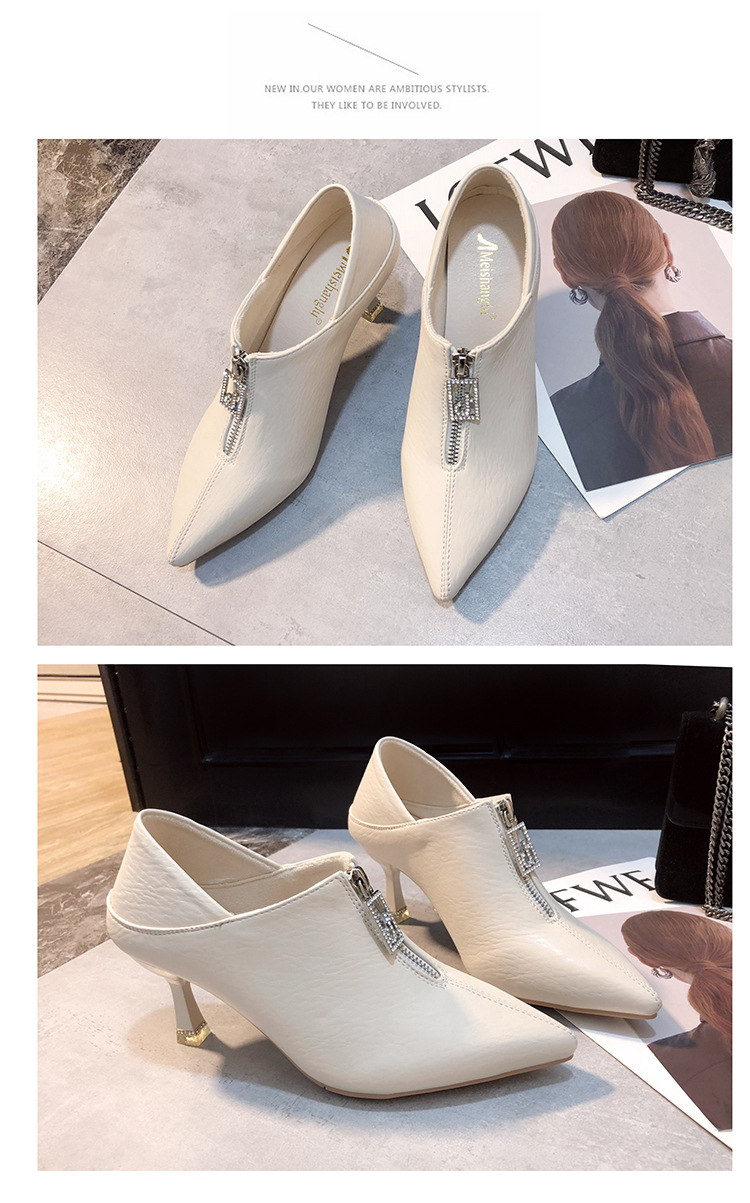 高跟鞋今天细跟两穿单鞋