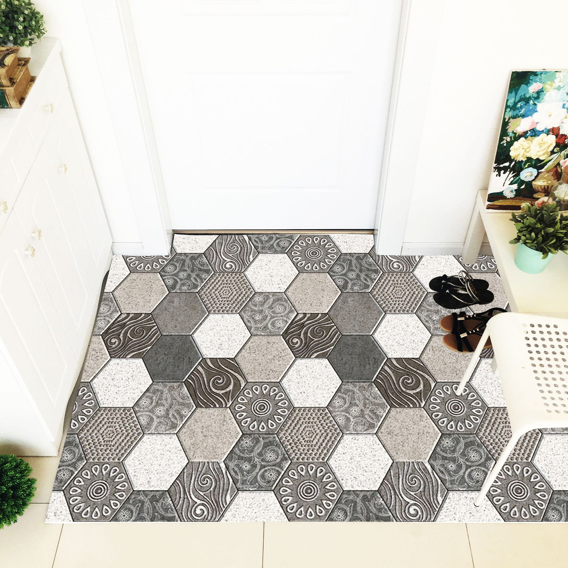 水泥灰六边形 横铺120.180 效果图