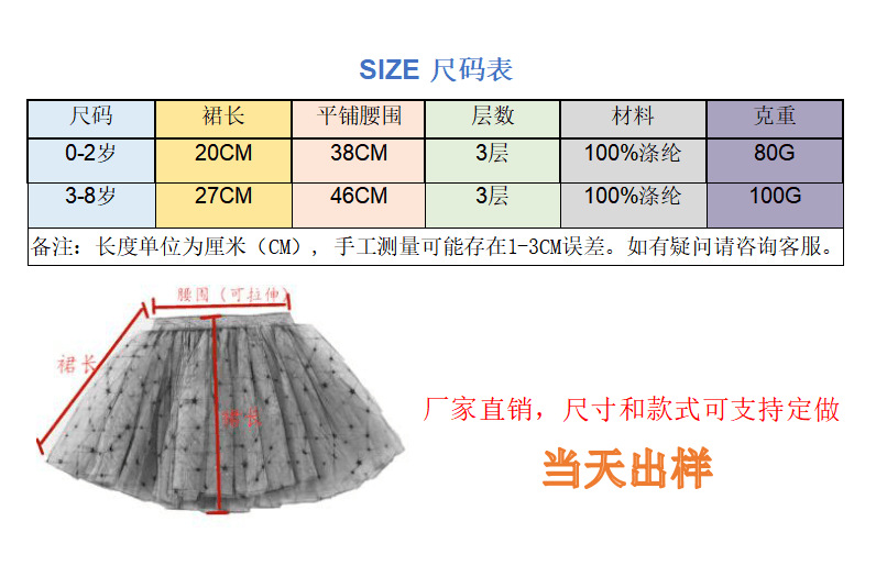 TUTU裙尺码表