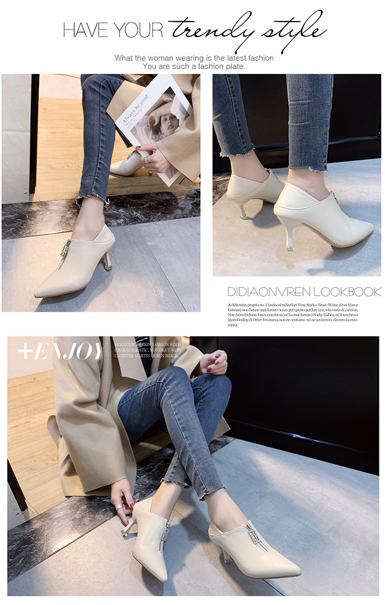 高跟鞋今天细跟两穿单鞋