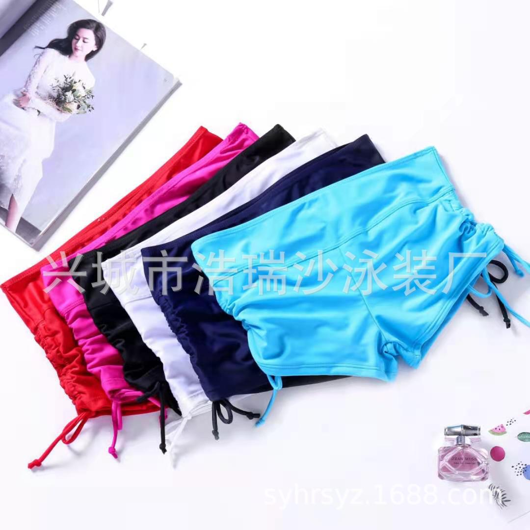 外贸出口泳裤女士打底防走光平角运动瑜伽短裤安全
