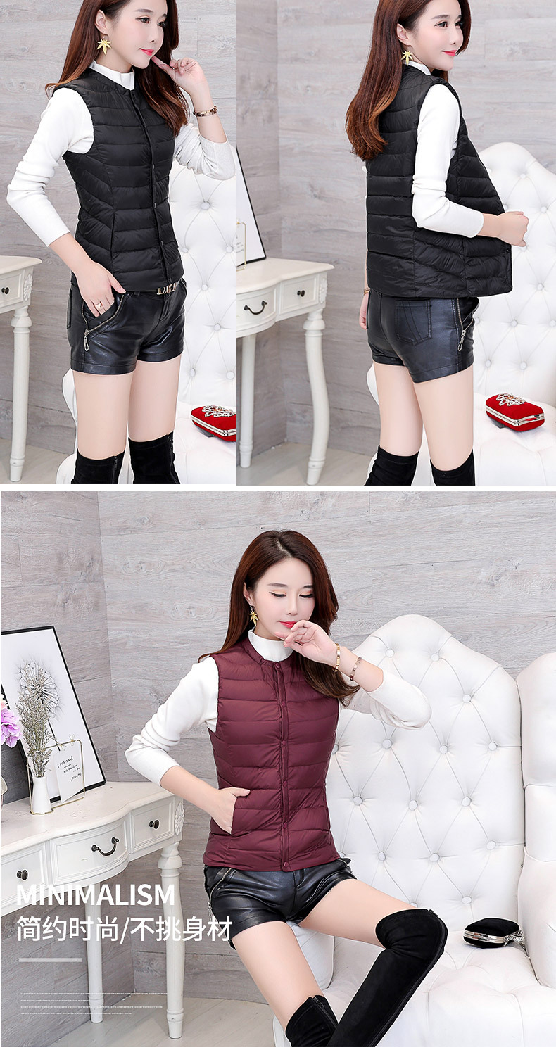 圆领无袖羽绒女马甲