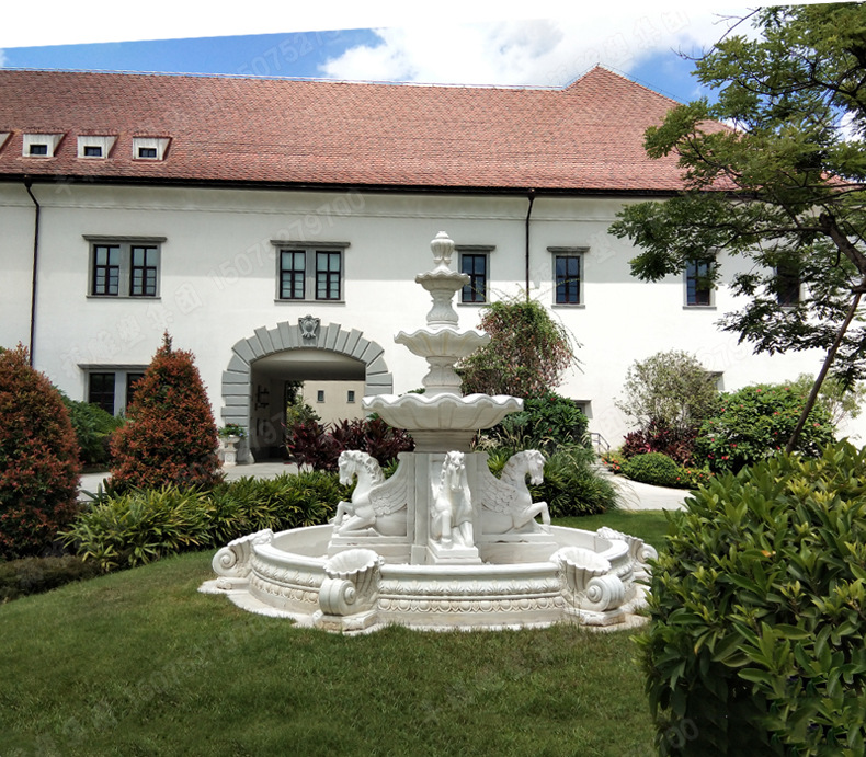 大型石雕喷泉,石雕马喷泉01