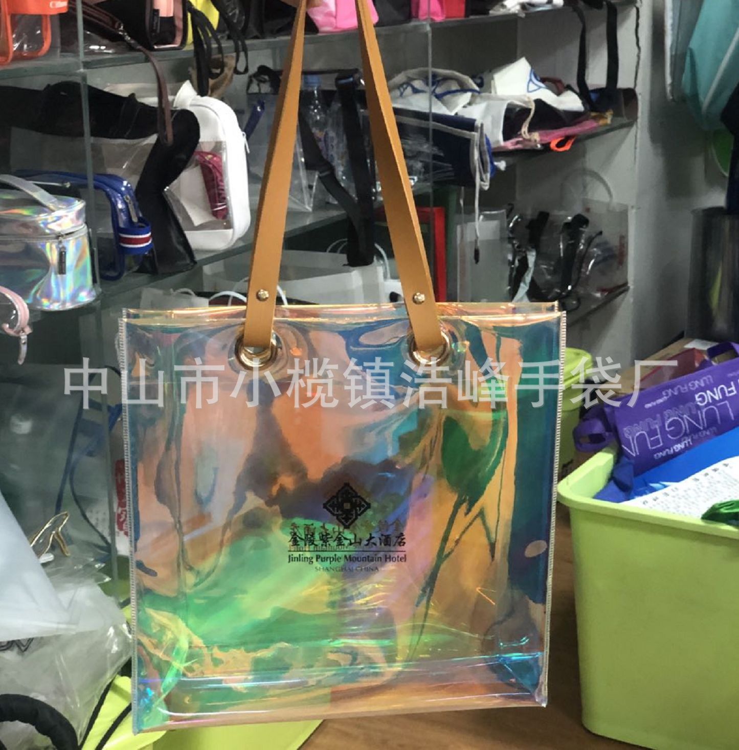 皮革提手镭射袋