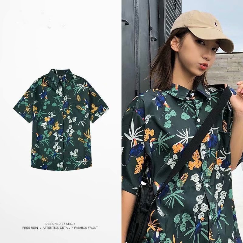 109花鸟#白 黄 墨绿P15 M-3XL (1)