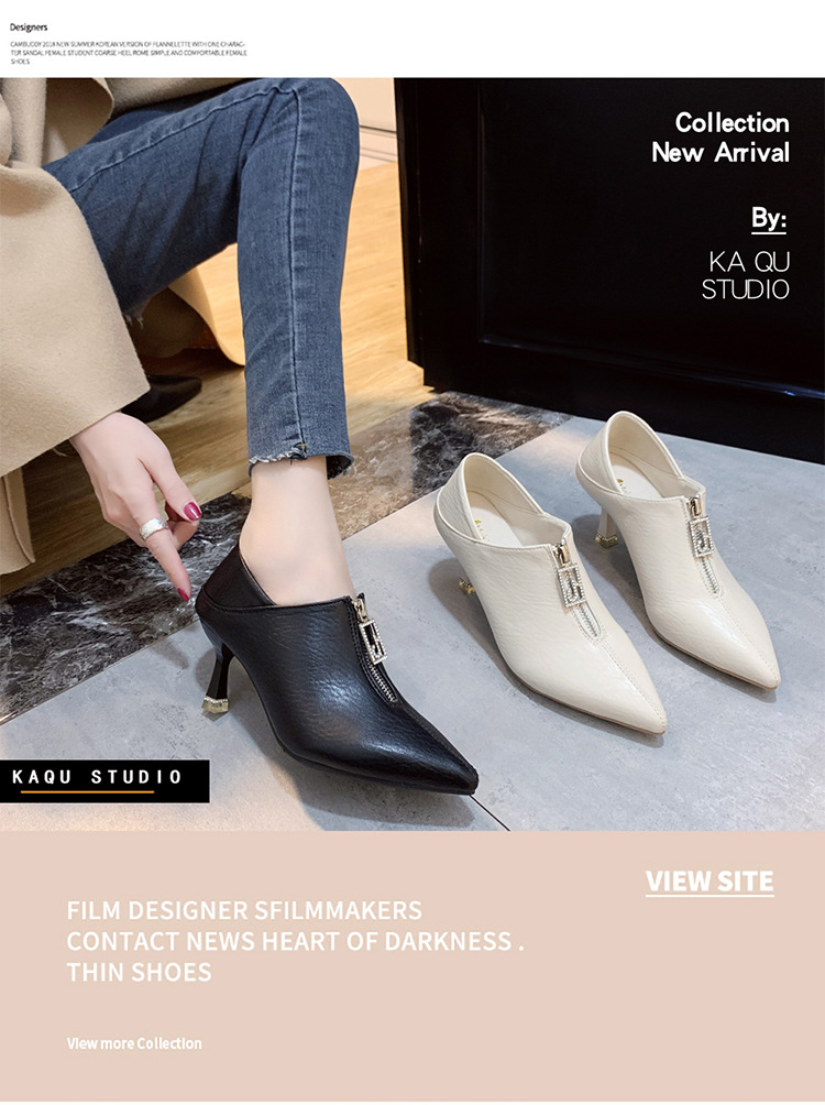 高跟鞋今天细跟两穿单鞋