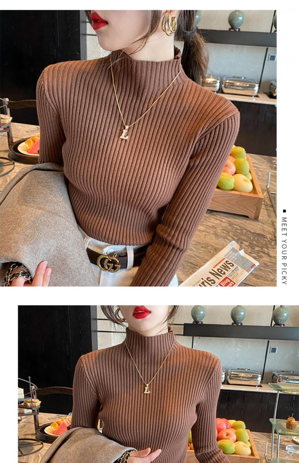 商品详情图_半高领毛衣打底衫女秋冬加厚2024年新款内搭白色