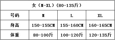女（M-XL）(80-135斤）