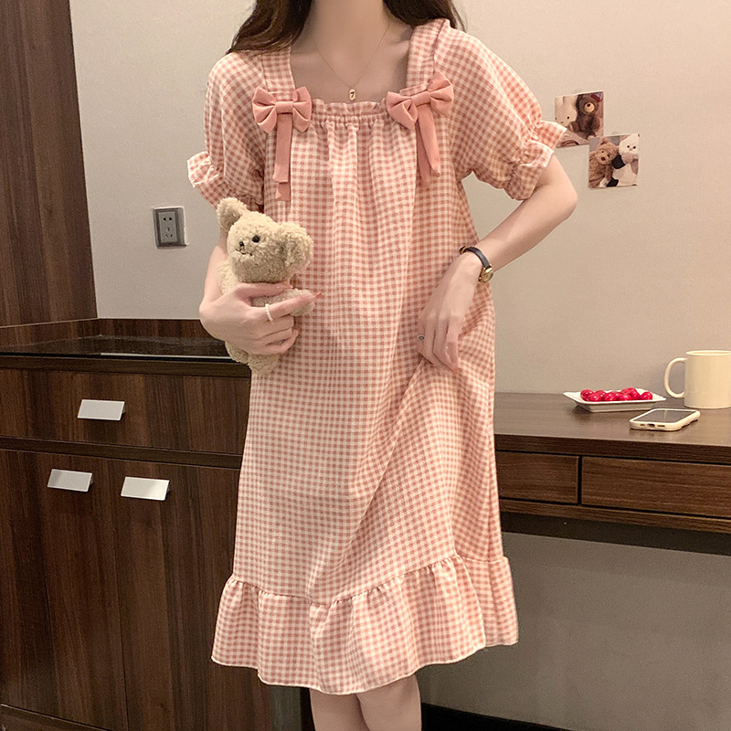 4945-6#蝶结粉格 (2)