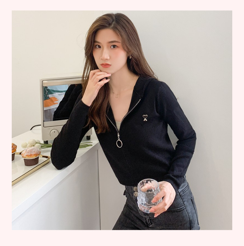 小个子卫衣拉链连帽毛衣新款上衣外套