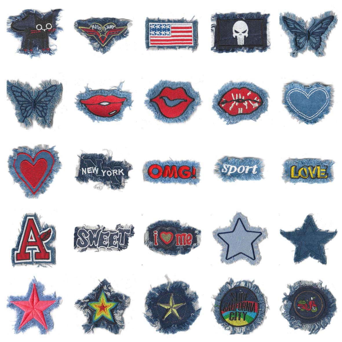 牛仔洗水毛须边系列#1-25宫格 白底