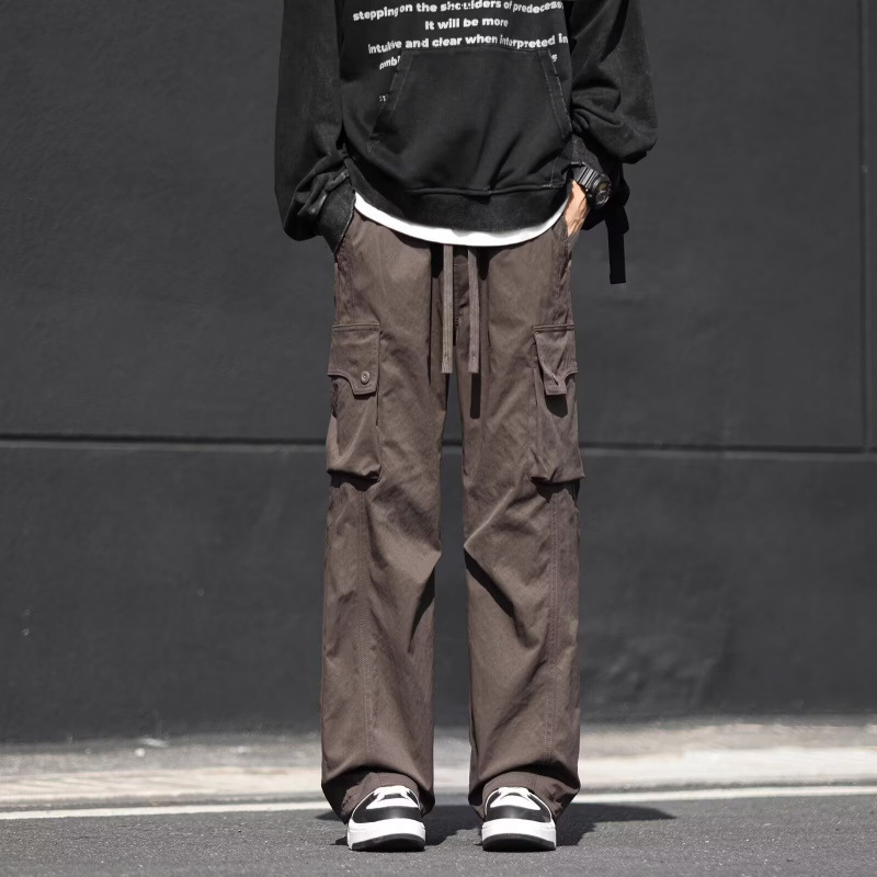 大口袋工装裤男美式机能风运动长裤秋冬季宽松直筒休闲裤_2