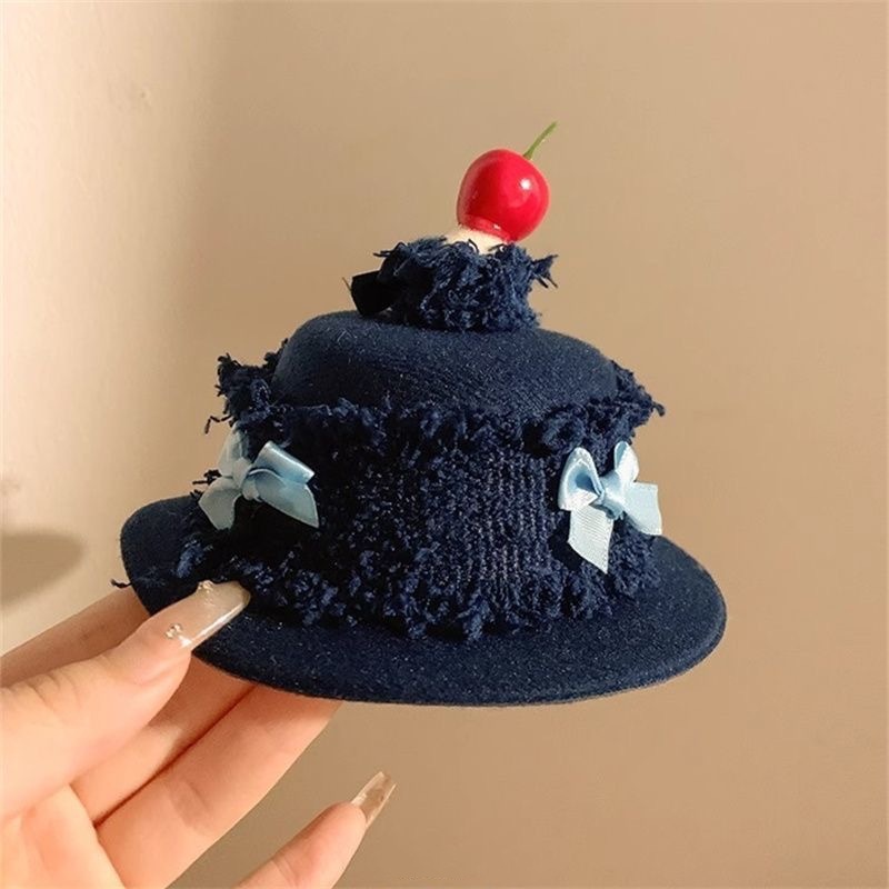 可以点火!奶油蛋糕牛仔蝴蝶结樱桃生日帽蜡烛发夹女可爱帽子头饰
