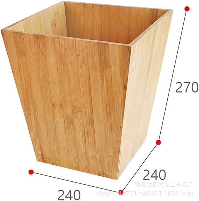 竹制创意垃圾桶简约创意家用客厅卧室办公室竹制方形垃圾桶 (3