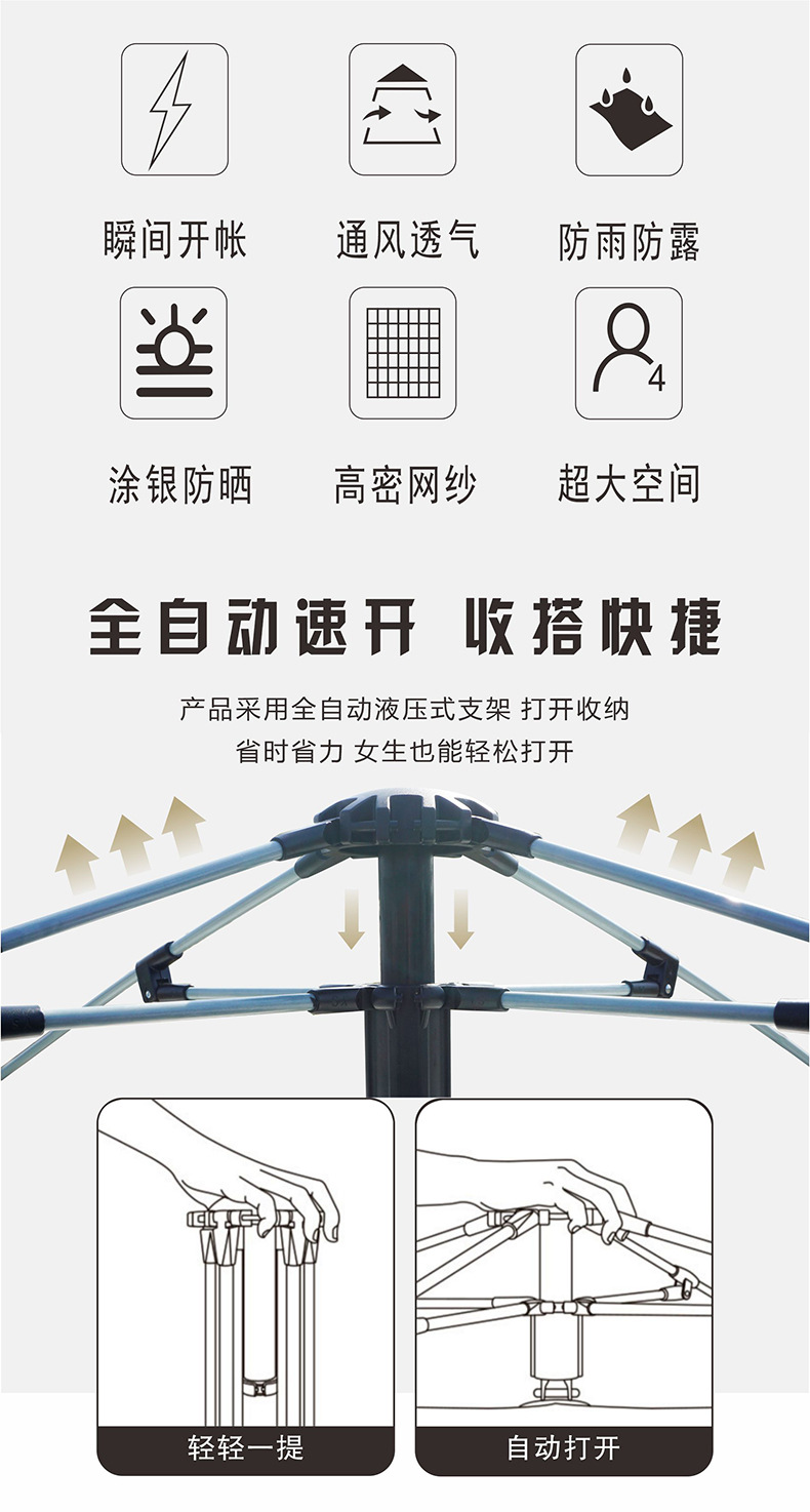 	露营帐篷3-4人全自动