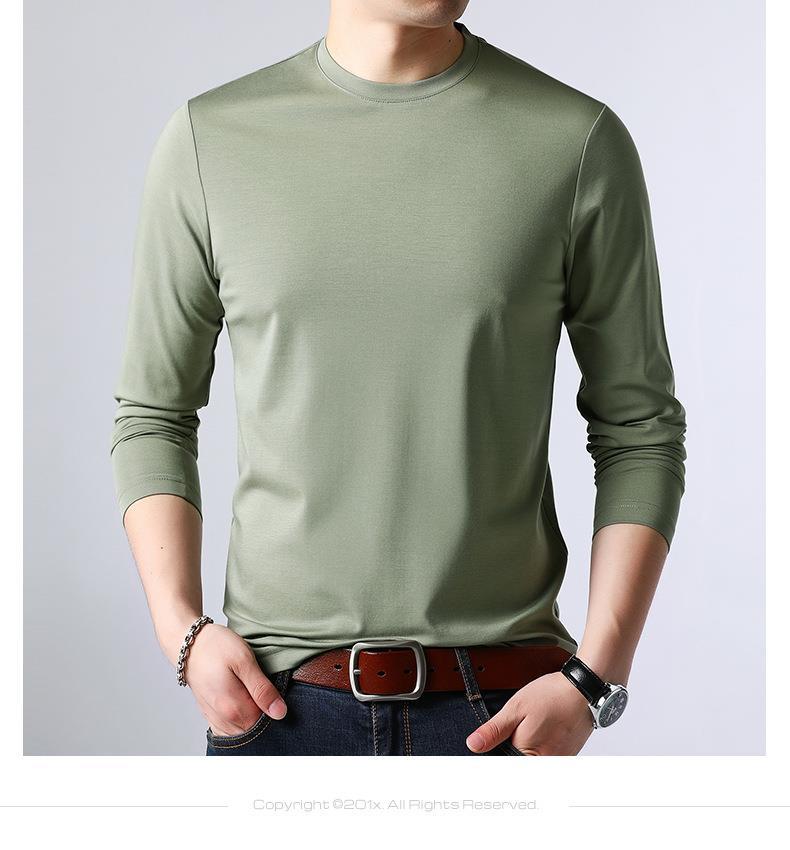 恒源祥亲肤莫代尔长袖T恤男士圆领秋衣男装秋冬新款桑蚕丝打底衫