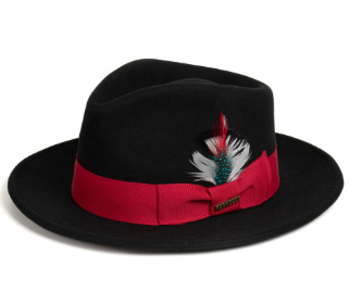 宽檐黑色羊毛爵士帽