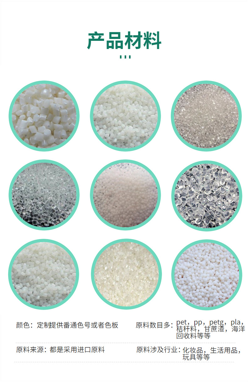 竹粉生物可降解波士顿瓶 精华瓶 卸妆瓶 分装瓶 乳液瓶 防晒瓶 日化包装 塑料瓶子 塑料瓶 泵头瓶 PET吹塑瓶
塑胶容器瓶 塑料化妆瓶 塑料制品瓶 pp瓶 日用化妆品瓶 卡口瓶 塑料包装产品
塑料化妆品瓶 塑料油瓶 塑料公仔瓶 塑料公仔产品 容器瓶 PE塑料瓶 pe瓶