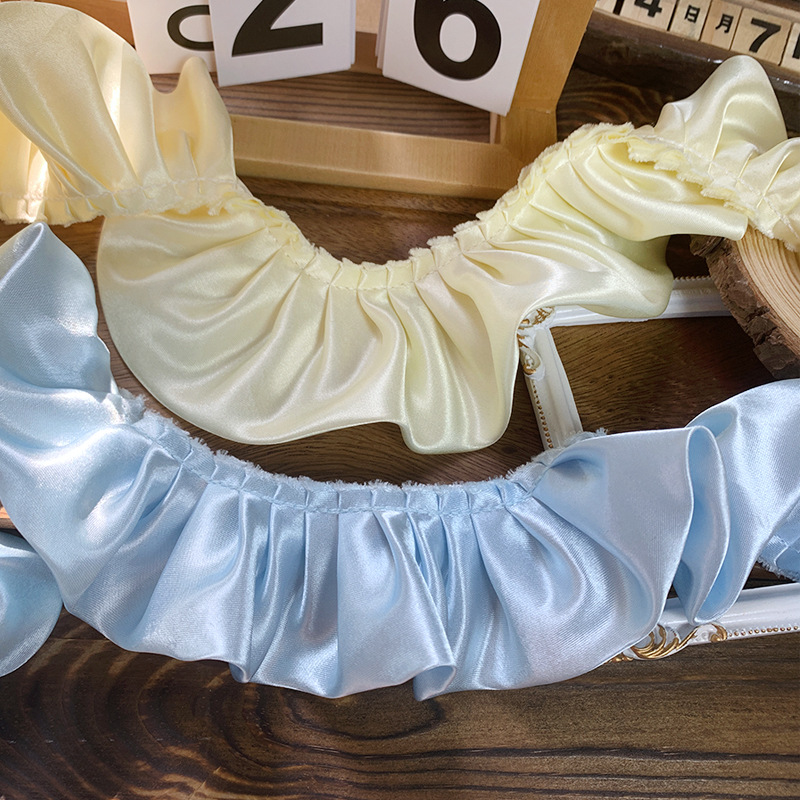 5.5cm双层色丁布打折密皱窗帘家纺坐垫靠垫毯子围