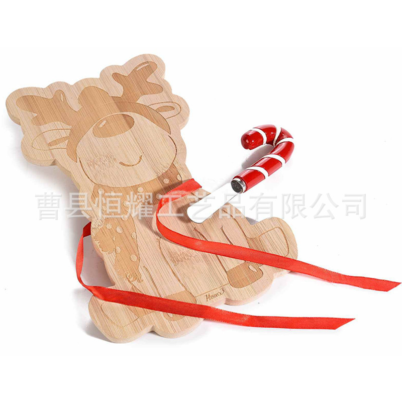 竹制砧板圣诞系列家用聚会芝士奶酪板辅食创意带刀案板直销可定制