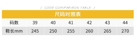 男码数表