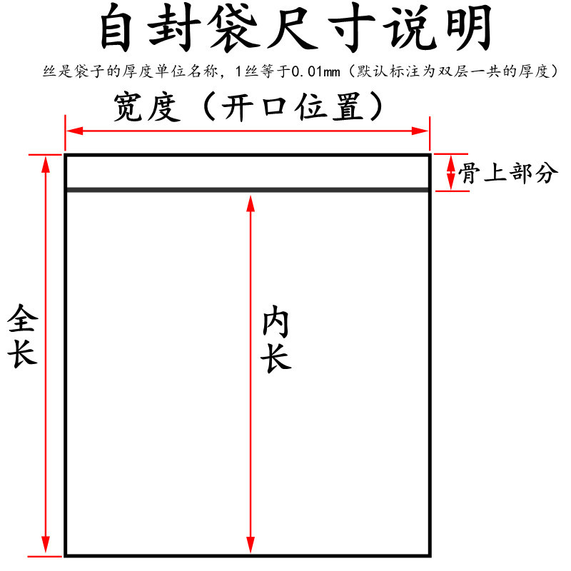 自封袋尺寸说明
