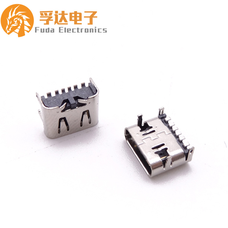 37.TYPE C 6P母座板上SMT四脚插板带弹.