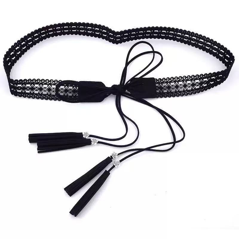 超纤镂空腰绳黑色